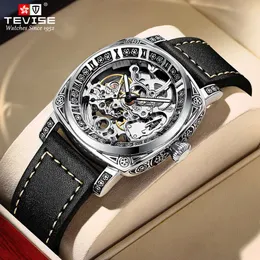 New Square Men's Automatic China-chic Carved Printing Case Fashionable Belt Mechanical Watch