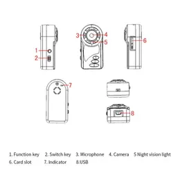 2024 카메라 공중 사진 레코더 나이트 비전 HD 소형 카메라 광각 촬영 모션 DV 카메라 탐지 소형 야간 시력 레코더