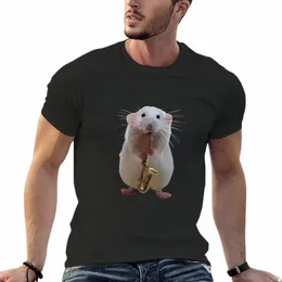 novo Rato tocando o Saxophe T-Shirt roupas de verão Blusa simples camiseta masculina camisetas casuais elegantes 02JL #