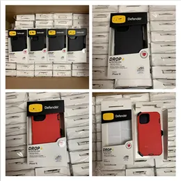 Har Otterrbox Logo Phone Case Defender Series för iPhone 15 14 13 12 11 Pro Max XS Max XR X Military Grade stötsäker fodral Hybrid Robot Case med Belt Clip Box Packaging