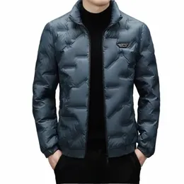 Homens Fiable Casaco de Inverno Quente com Design Engrossado Casual Elegante Gola Leve Fino Coreano Versi Comprimento Curto q2Td #