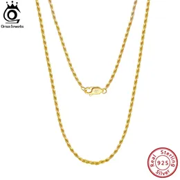 ORSA JEWELS 18K Gold über 925 Sterling Silber 17mm DiamondCut Seilkette Halskette für Mann Frau Twist SC29 240328
