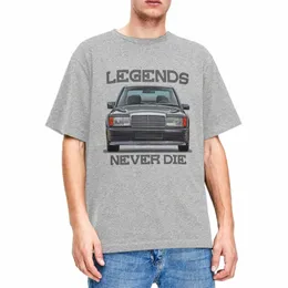 Män vintage bil W201 legender aldrig die skjorta merch klassiker 190e bilar ren Cott Clothy Classic T-shirts J8LH#