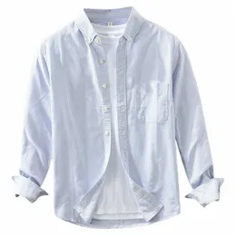 1923 estilo fresco clássico listrado camisa para homens primavera outono fi manga lg simples solto casual básico lapela blusas masculino m2Si #