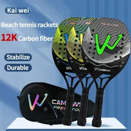 Racket Beach Tennis Carbon 12K Professional Full Carbon Fiber Rough Surface With Protective Bag Sweat Band Wrist Care Gift 240323