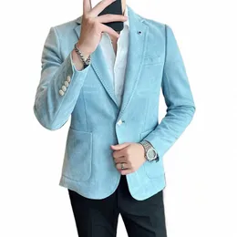 Wildleder Herren Kostüm Guy Modern Hellblau Slim Fit Herrenanzug für Hochzeit Schwarzgrün Männer Dr Anzüge Orange Blazer Jacke N6Fq #