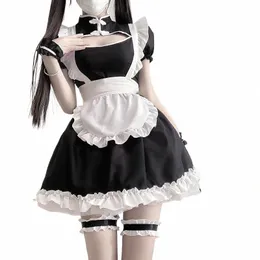 cute Chegsam Chinese Qipao Dr Women Halen Maid Cosplay Costume Black White Student Stage Party Waitr Roleplay Outfit K0Rf#