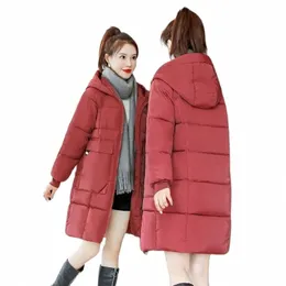 Kış Parka Bayanlar Fi Sıcak Kalın Lg Aşağı Pamuklu Stand Yakası Kapşonlu Katlı Düz ​​Renk Kadınlar Sıradan Vahşi Outcoat 582d#
