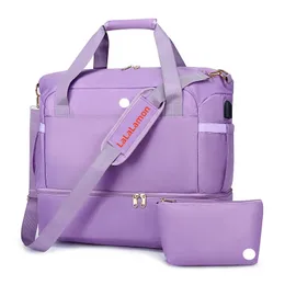 LL-2193 New Women Sports Luggage Luggage Yoga Facs مقاومة للماء قابلة للتنفس الجافة الجافة الرطب الانفصالية متعددة الوظائف أكياس رياضية USB شحنة