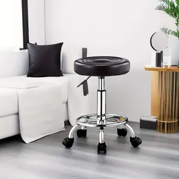 Round Rolling with Footrest, Height Adjustable Stool, Salon Beauty Spa Massage Stool
