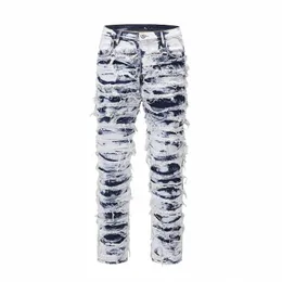 frog drift Retro Hole Ripped Distred J Streetwear fi logn Jeans y2k clothes Vintage HIP HOP Punk Trousers Ripped for men V11W#