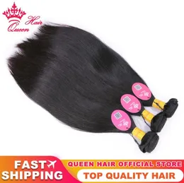 Queen Hair Products 100 capelli vergini non trattati veloci peruviani umani 3 pezzi lotto estensione capelli lisci colore 1B 12287646823