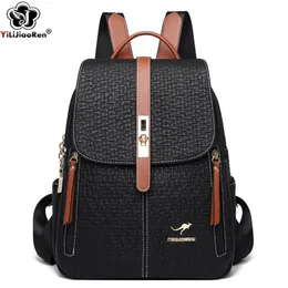Moda mochilas femininas de alta qualidade couro bagpack para mulheres grande capacidade escola saco viagem senhoras ombro sac a dos 240323