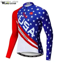 Kurtki rowerowe Weimostar USA Drużyna rowerowa Jersey Long Sleved Autumn Rower Clothing Mountain Road Jersey Racing MTB rowerowa kurtka rowerowa 24328