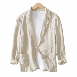 Ny designer Pure Linen Quality Casual Brand Jacket för män Blazer Fi Plus Size M-4XL Suits Tops Clothing Chaquetas Jaqueta K9lf#