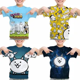 新しいThe Battle Cats Tシャツの男の子の女の子アニメTシャツCATOゲーム3D TOPS TEES SUMMER CHILDRE TSHIRTカジュアルストリートウェア44mo＃