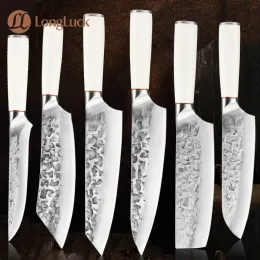 Conjunto de facas de chef forjadas à mão, profissional japonês santoku kiritsuke, cutelo de açougueiro, facas de cozinha, cabo abs