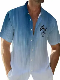 Camicia hawaiana da uomo con gradiente di colore Palma Camicia hawaiana con stampa 3D a maniche corte T-shirt estiva Vacati Abbigliamento quotidiano q5i1 #