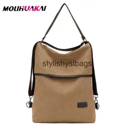 Torby na ramię Molihuakai nowe kobiety płótno plecak w stylu Preppy School Lady Girl Student Laptop Torba Mochila 2022 H240328