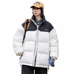 Inverno homens puffer casaco casual parkas casais retalhos fi gola grossa quente de alta qualidade para baixo jaqueta streetwear k04z #