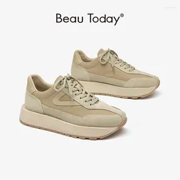 Casual Shoes Beautoday Women Chunky Sneakers Genuine Cow Suede Round Toe Thick Sole Ladies Retro Patchwork Handmade 29572
