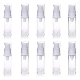 Storage Bottles 10OCS 5/10/15ML Airless Pump Press Empty Plastic Vacuum Lotion Clear Containers Cosmetics Skincare Travel Size Dispenser