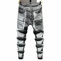 Nowy wiosenny jesień w stylu koreańskim Kpop Designer Streetwear 90S Slim Cowboy Grey Stretch Work zużycie spółki LG Pants Man Z8bd#