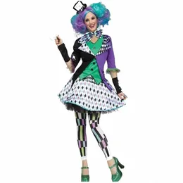 Anime Alice im Wunderland Clown Mad Hatter Maid Kostüm Halen Karneval Party Zauberer Lolita Cosplay Dr q9NU #