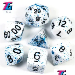 Gambing Old Dice Set 7pcs Plastic unikalne die Effect271e Drop Corats Sport Outdoors Speoser