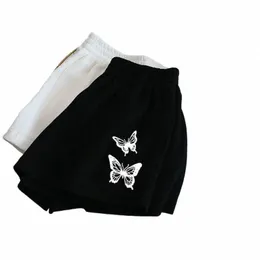 NOWOŚĆ KOŃCOWYCH STROKÓW SŁODNI KOBELNE Kobiet Lose Butterfly Print Casual Women's Fitn Belt Tight Scheme Shorts Kobiety Kobiety N1KD#