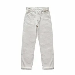 ソースZhan Mens Jeans Seedge Denim White Jeansレギュラーフィットハイトライジング14 OZ ONE W 71ZJ＃