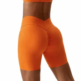 Nclagen Women's Yoga Gym Shorts Wysoki trójkąt Trójkąt Scrunt Butt Bultn Fitn Running Sports Przysady Powodujący brzuch Ctrol Leggingi i5tp#