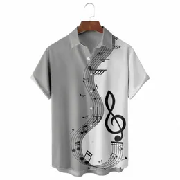 Letnia bluzka Męska muzyka patchworkowa koszulka z krótkimi rękawami