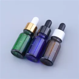 Bärare 10st/Lot Empty 10 ml Glass Serum Droper Bottle 10cc Amber Blue Green Oljeflaskor med skala på flaskan