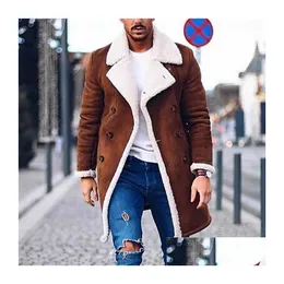 Мужские тренчи, мужские 4 цвета, пальто, куртка, теплая искусственная замша, длинная ветровка, модная повседневная одежда, одежда, верхняя одежда Dhmop