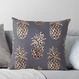 Cuscino ananas scintillante in oro rosa su federe grigie Copriletto S di lusso