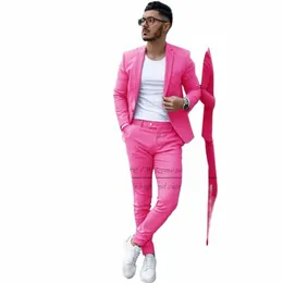 Custom Made Fi Fuchsia Suit Men Set New Party Wedding Groom Suit Slim Fit Streetwear Casual Beige Classic Jacket Pants 2 pezzi x6Hi #