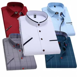 2023 New Summer Men koszulka z krótkim rękawem Oxford Fi Causal Dr Busin Mężczyzna Koszulki Man Brand Ubrania Camisa/Chemise C7tm#