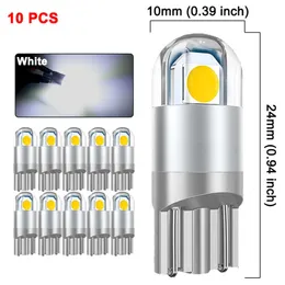 Upgrade 10 PCS Car LED Bulb T10 W5w 194 Signal Light 12V 7000K White Auto Interior Dome Reading Door Map Trunk License Plate Lamps