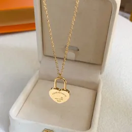 Cute Heart Lock Pendant Necklace with Stamp Women Lock Letter Clavicle Chain Necklace for Gift Party