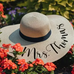 Personalized Honeymoon Floppy Sun Hat Bride Tribe Bridesmaid Customized Beach Hats Bridal Monogrammed 240320