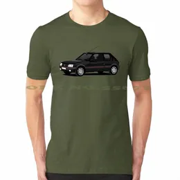 205 GTI Siyah Beyaz Tshirt Erkekler için Kadınlar 205 GTI 205 GTI Sıcak Hatch Fransa Otomobil Otomobil Otomobilleri 09yz#