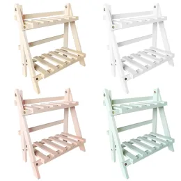 Rack 2024 Nuovo ripiano in legno a 2 livelli Scaffale da tavolo in legno Vaso da fiori Cesto di fiori Supporto per cucina di casa Bagno Porta asciugamani per spezie