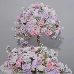 Flores decorativas Customizadas artificiais personalizadas 65cm Floral Ball Flower Flower Centerpieces Purple for Party Event Decoration