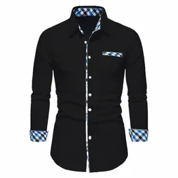 Nowa wysokiej jakości męska wysokiej jakości Busin Casual Solid Kolor Splated LG Sleeve Polo Shirt Designer Wygodny miękki tkanin