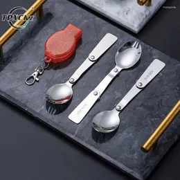 Set di stoviglie 304 cucchiaio pieghevole in acciaio inossidabile outdoor pieghevole riutilizzabile forchetti riutilizzabili da viaggio per campeggio utensili da cucina da cucina da cucina