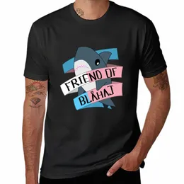 Friend of Blahaj - футболка Trans Banner, летние топы, индивидуальный дизайн, ваша собственная простая винтажная одежда, мужская одежда i6pC#