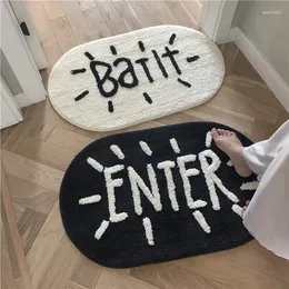 Badmattor 45 65 cm svartvitt enkel enkel oval bokstavsstil nordiskt vardagsrum badrummet absorberande icke-halkfot pad