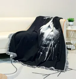의자 덮개 검은 흰색 인쇄 된 술집 자카드 태피스트리 방지 고양이 스크래치 코튼 소파 오피스 커버 담요 두꺼운 담요