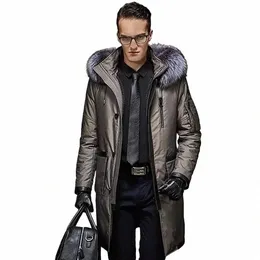 Parka da uomo Collo in pelliccia di volpe Giubbotti imbottiti per uomo Coniglio Ago Scissor Fodera con cappuccio Oversize Giacca invernale resistente al freddo Uomo ZT270 R8lN #